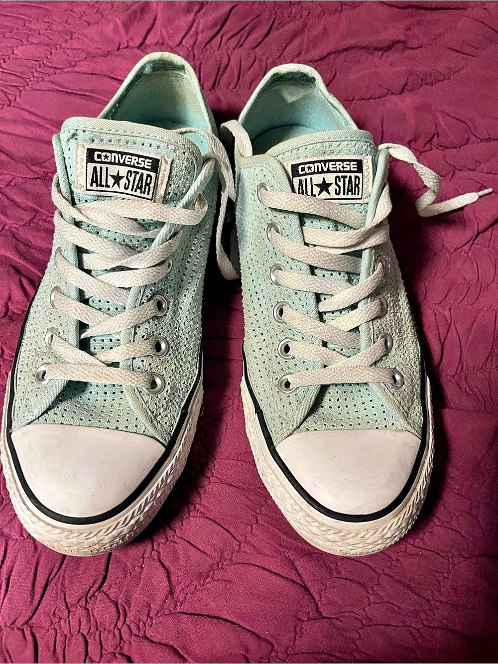 Converse Chuck Taylor All Star Ox Motel Pool Perforated Sneakers Green & White 9